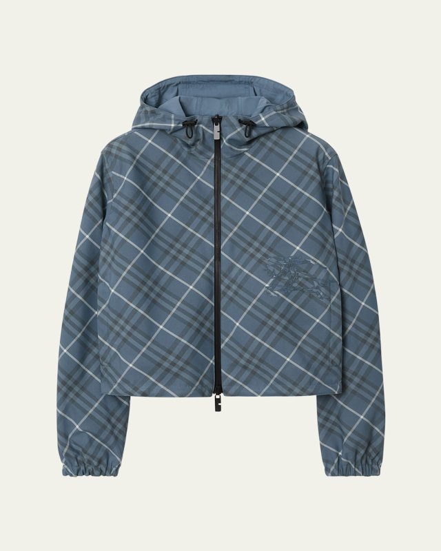 Check Hooded Zip Jacket
